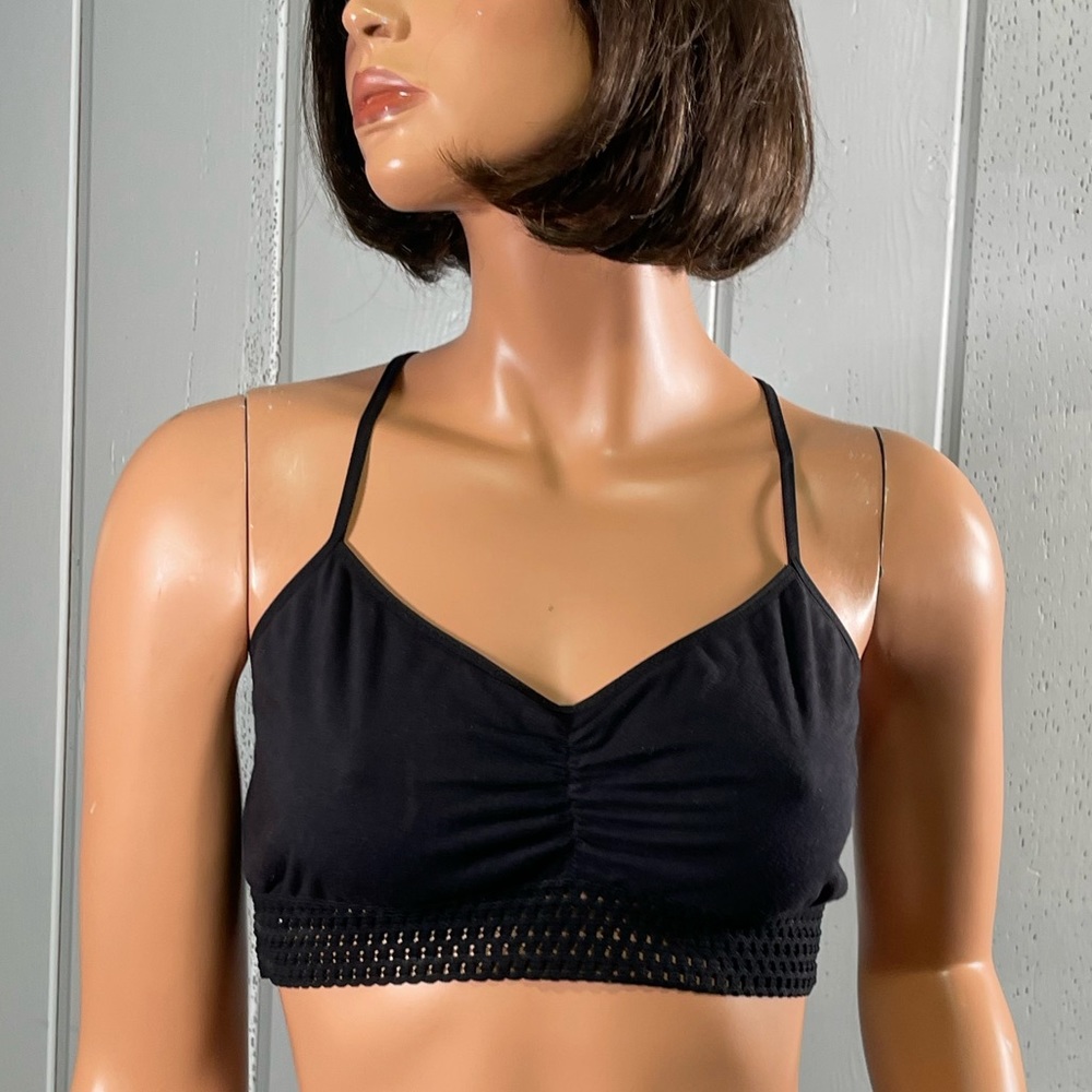 *Intimately Free People Women's Black Racer Bra Bralette Sz L